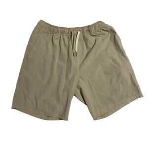Fair Harbor Swim Trunks Men XL Swim Shorts Lined Zip Pockets Elastic Waist beige